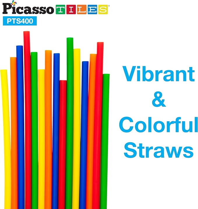 PicassoTiles 400 Piece Straws and Connectors, STEM Construction Set Ages 3+ - Image 8