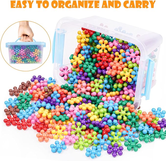 Building Blocks Educational Toy - 300PCS Snowflake Stem Construction Set for Kids 3+, Safe Non-Toxic Storage Case, Learning Gifts for Boys Girls, Multi-Color (Pack of 2) - Image 5
