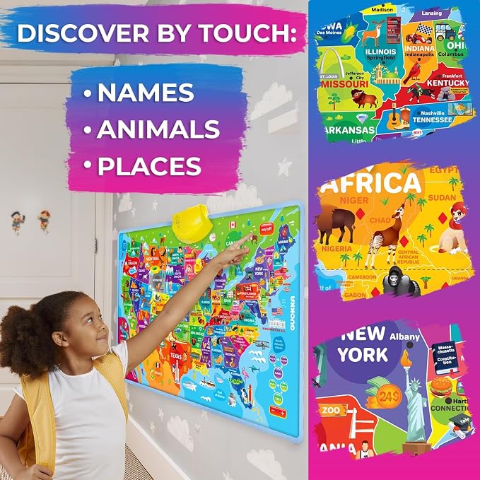 Educational Toys for Kids 5-7 Year Old - USA World Maps Puzzle Chart - Image 5