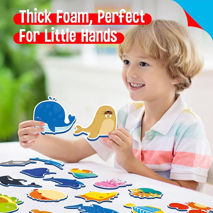 35 PCS Marine Animal Refrigerator Magnets, Adorable Magnetic Sea Animals Underwater Creatures -Thick Foam EVA Refrigerator Magnets Cute Educational Learning Toys for Kids 3+ - Image 5