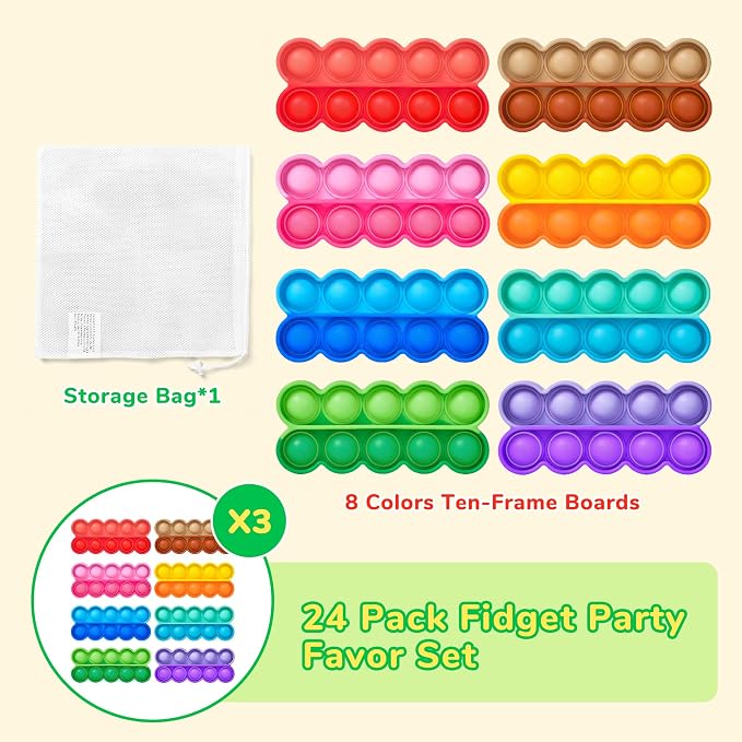 JoyCat 24 Ten Frame Math Manipulatives, Sensory Toys for Kids, Ages 3-5 - Image 3