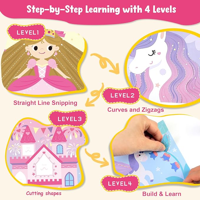 JoyCat Scissor Skills Activity Kit, Toddler Scissors Ages 3-5, Princess - Image 5