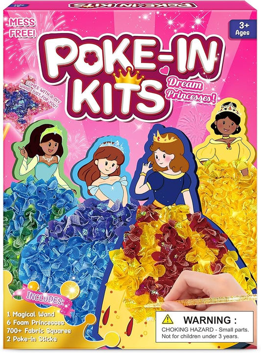 ZUNIRA Poke-in Kits Dream Princess, Mess-Free Creative Activity for Girls & Boys, Great for Pretend Play, DIY Art Craft Set, Christmas Gifts for Kids Ages 3, 4, 5, 6, 7, 8, 9