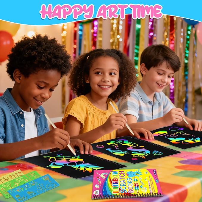 ZMLM Scratch Paper Art-Crafts Gift: 2 Pack Rainbow Notebooks Supplies Toys - Image 5