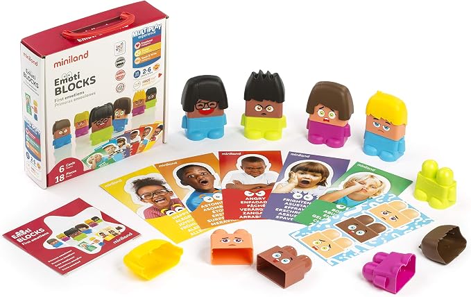 Miniland Social Emotional Learning Toy, Express Feelings - Emotiblocks by MinilandEducational