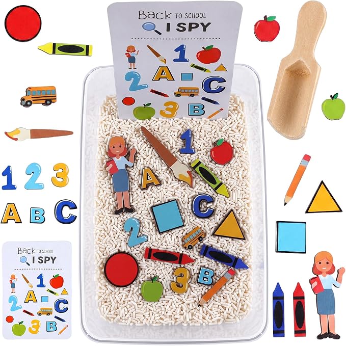 Beeveer 22 Pcs Sensory Bin Fillers for Kids Back to School Sensory Toy Kit Counting Sorting Fine Motor Toys with Simulated Sugar, Bin, Wood Chip and Spoon for Girl Boy Preschool Education Activities - Image 8