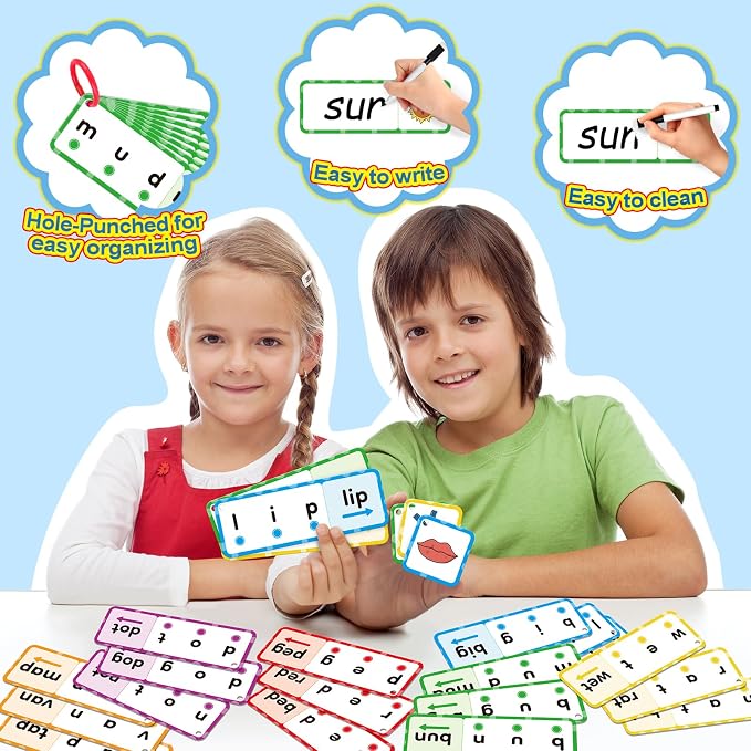 CVC Word Games, Phonics Games Flash Cards, Speech Therapy Toys for Toddlers & Kids, Learn to Read & Spell, Preschool & Kindergarten Learning Activities, Educational Toy - Image 3