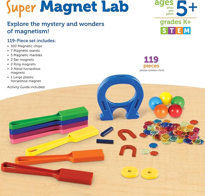 Learning Resources Super Magnet Lab Kit - 119 Pieces, Ages 5+, STEM ,Toys for Kindergartner, Science Learning Activities for Kids,Back to School Supplies,Teacher Supplies - Image 5