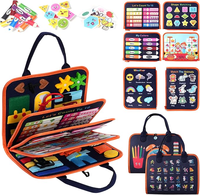 Teefrye Toddlers Busy Board Montessori Toys for Boy Learning Activity Book - Image 8