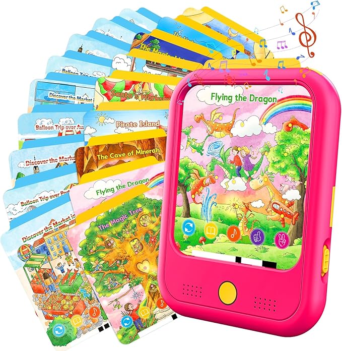Kids Learning Tablet Bilingual, Educational Learning Toys for Toddlers 2-5 Year Olds, with 2000+ Words and Games, Autism Sensory and Speech Therapy Toys, 2 3 4 5 Year Old Girl Birthday Gift(Pink)