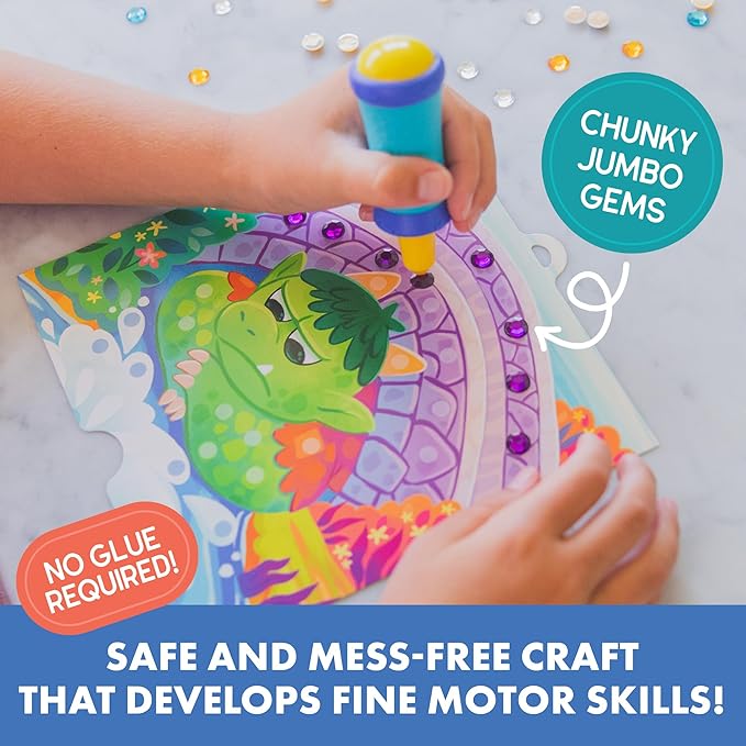 Educational Insights Jumbo Gem Kit - DIY Crafts for Kids Ages 4-8, Mess Free Toddler Arts and Crafts, Diamond Painting Kits for Kids 5-7, Beginner Paint By Gem Art Kits, Sticker Diamond Craft Kit - Image 5