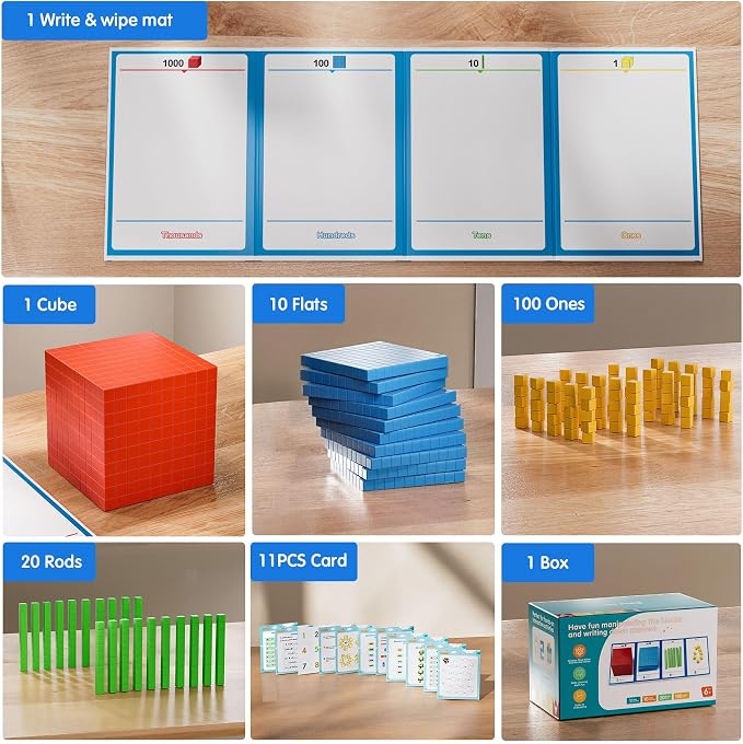 Plastic Base Ten Blocks 143 pcs Base 10 Math Manipulatives for Kids - Image 7