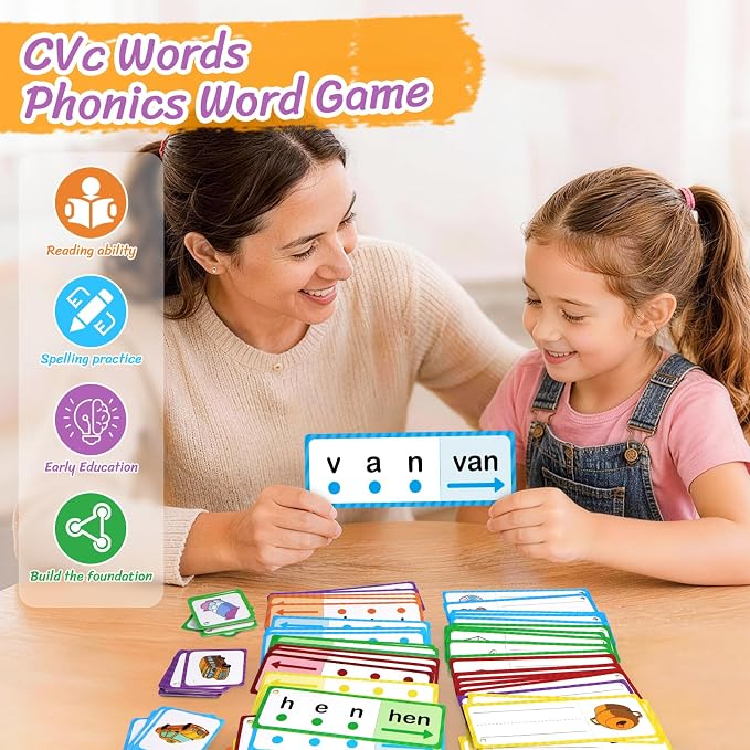 Phonics Flash Cards for Kids, CVC Word Games to Learn to Speak and Spell - Image 4