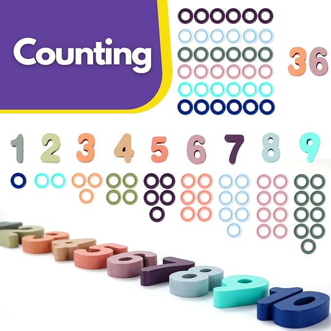 GeroCrew Toddler Montessori Toys Teaches Number, Counting, Math, Stacking Fun Preschool Learning Activates for Boy and Girl | Year Old Boy Gifts and Beyond! (Macaron) - Image 8