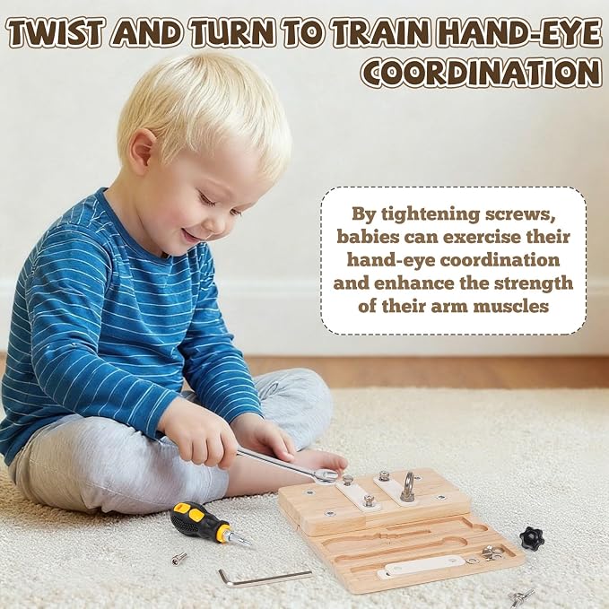 Busy Board,Montessori Screwdriver Board for Kids,Montessori Fine Motor Skills Toy, Screwd Tool Set, Sensory Toy for Toddlers,Educational Activity Set for Educational Preschool Gift for Boys - Image 7