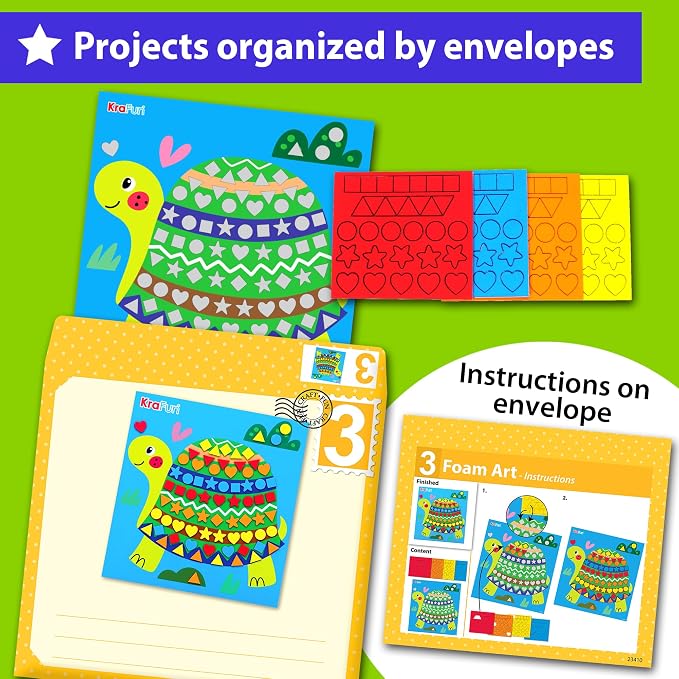 KRAFUN Toddler Beginner Art & Craft Kit Ages 3-5 | 10 Envelopes - Image 5