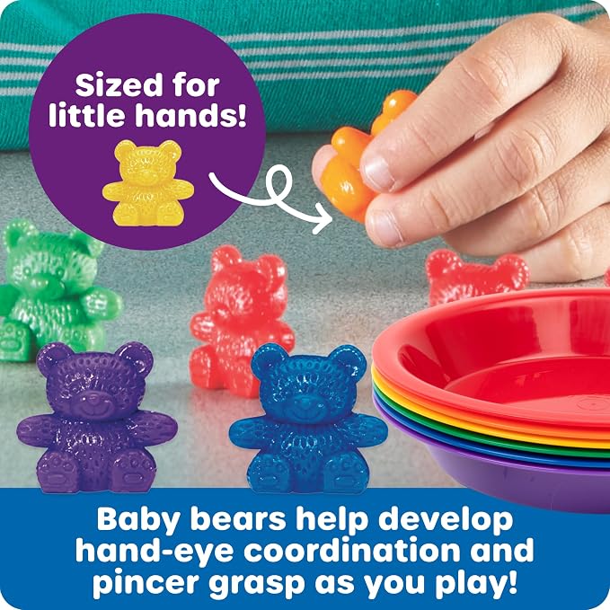 Learning Resources Baby Bear Sorting Set - Counting Toys, Color Recognition, Fine Motor Skills, 108 Pieces, Ages 3+ - Image 2