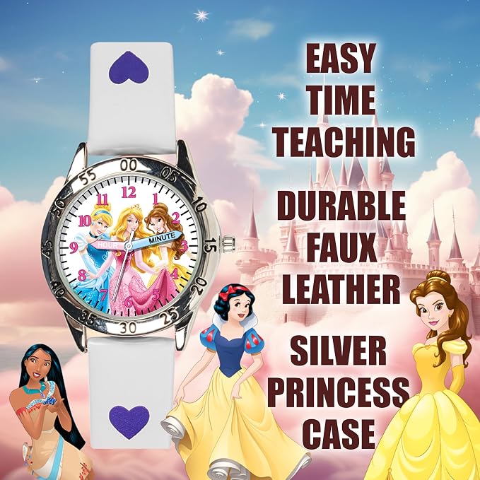 Disney Princess Time Teacher Watch for Kids – Easy Analog Time Learning, Colorful Princess Design, Adjustable Strap - Image 3
