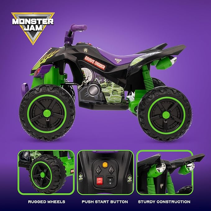 Voyager - Monster Jam - 12V ATV Ride On Toy, Fun and Exciting Ride for Kids, Stylish Design for Imaginative Play