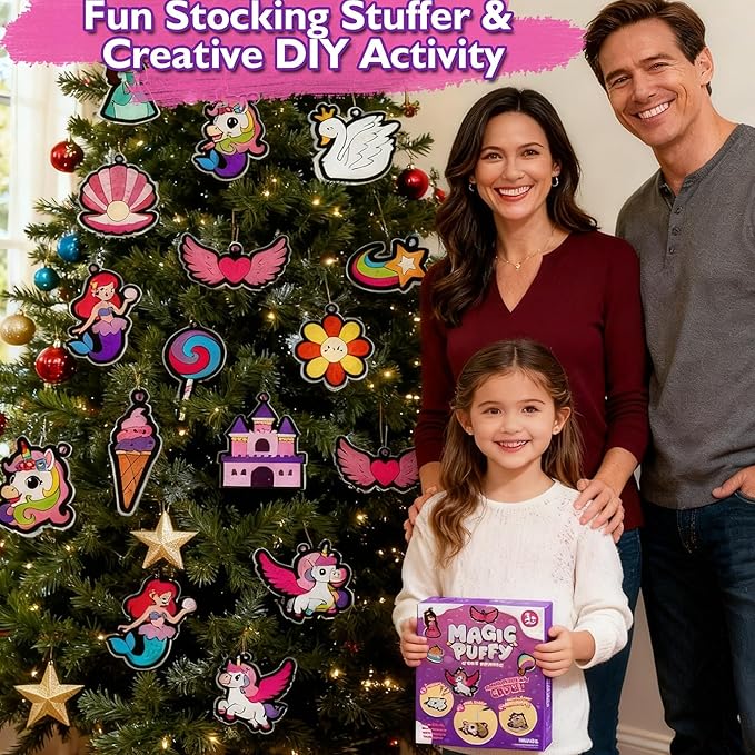 Aqua Puffs 3D Art Kit, Princess & Unicorn Crafts for Kids, DIY Foam Texture Painting & Inflate Activity – Easy, Mess-Free Creative Fun, Ideal Christmas Birthday Gifts for Girls Boys Age 4 5 6 7 8 9 10