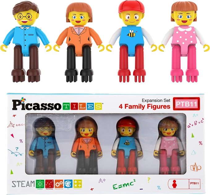 Picasso Toys Hedgehog Blocks 4 Family Action Character Figures Toddler Toy Construction Building Tile Block Expansion Pack Educational Add-on STEM Learning Smart Game Kit Toys Pretend Playset Age 3+ by PicassoTiles