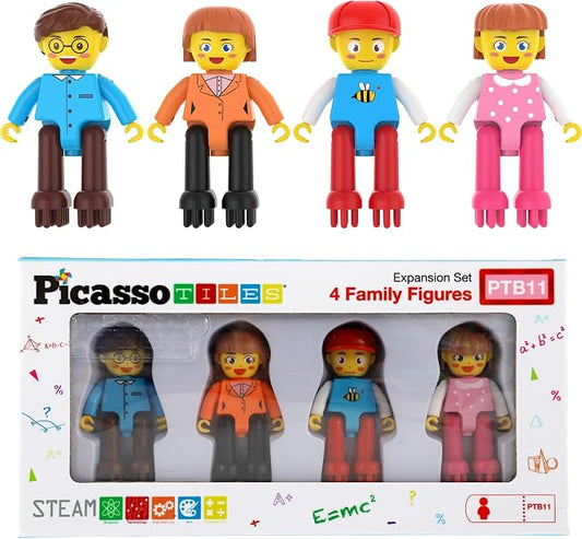 Picasso Toys Hedgehog Blocks 4 Family Action Character Figures Toddler Toy Construction Building Tile Block Expansion Pack Educational Add-on STEM Learning Smart Game Kit Toys Pretend Playset Age 3+ by PicassoTiles