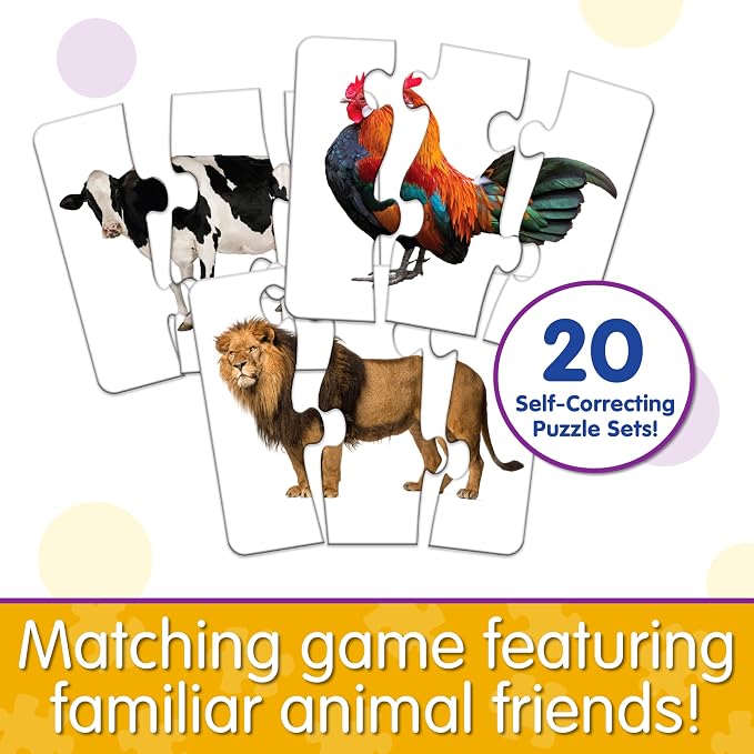 The Learning Journey: Match It! Head to Tail - 20 Self-Correcting Animal-Themed Puzzle Sets - Matching Puzzles for Children Ages 3-6 Years (40 Pieces) - Image 5