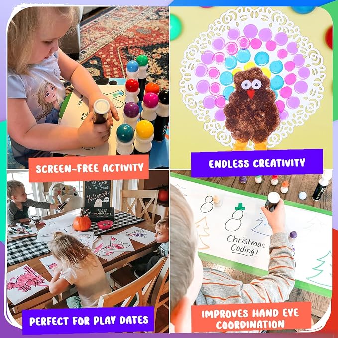 Chalkola 16 Washable Dot Markers for Toddlers 1-3 - Kids Paint Dot Art Set - Image 6