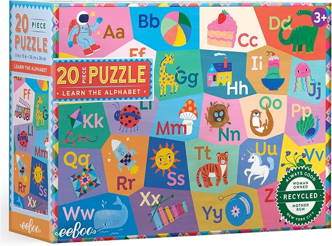 eeBoo Learn the Alphabet 20 Giant Piece Children's Puzzle, 15" x 11" by eeBoo