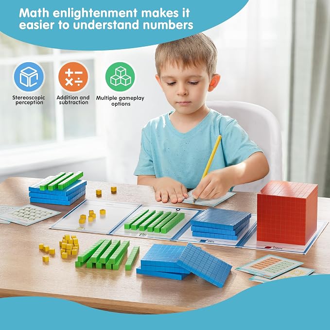 Plastic Base Ten Blocks 143 pcs Base 10 Math Manipulatives for Kids - Image 4