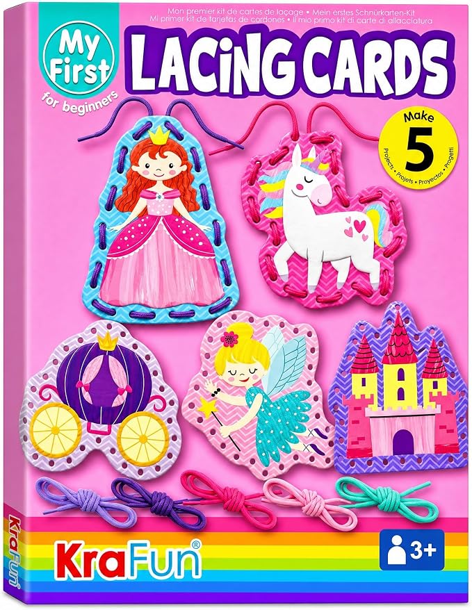 KRAFUN Princess & Castle Lacing Cards Age 3+ | 5 Projects by FunCreativeArtsCraftKits