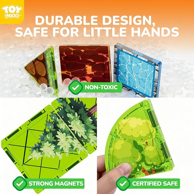 TOY Life Dinosaur Magnetic Tiles, 79-Piece Lava STEM Set, Ages 3-8 - Image 4