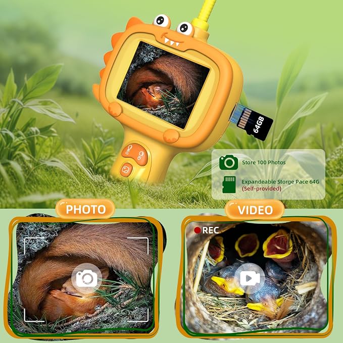 Daxiongmao Borescope Camera with Light for Kids | STEM Science Educational Toy for 3 4 5 6 7 8 9 10 Years Old Boys & Girls | Birthday Gift for Outdoor Adventures & Nature Discovery（Orange） - Image 5