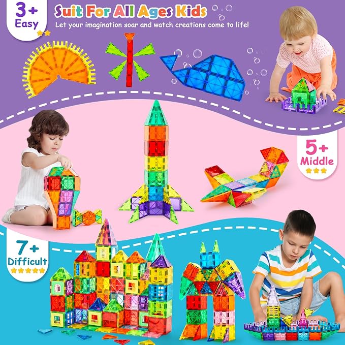 Dopyye 100 PCS Magnetic Building Tiles, Magnetic Block for Kids - Image 5