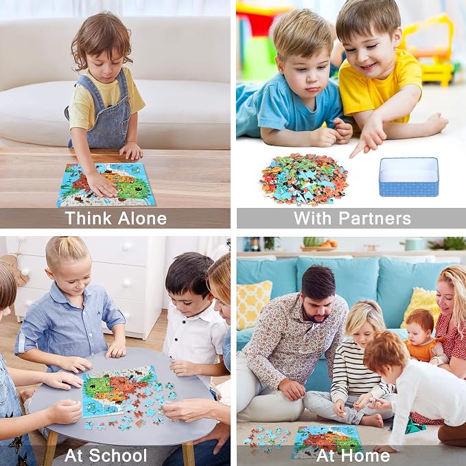 LELEMON United States Puzzles for Kids Ages 4-8,100 Pieces USA Fun America Animal Map Learning Educational Toys for Boys Girls - Image 4