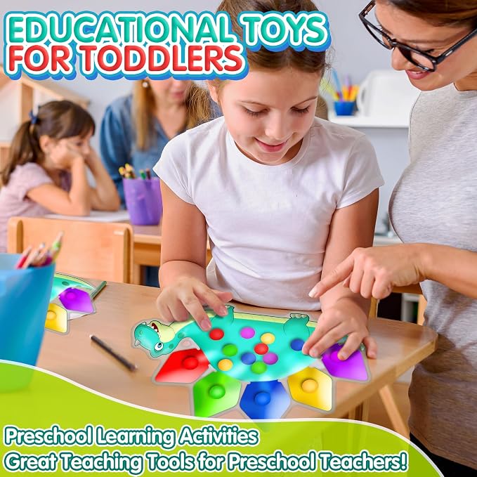 Dinosaur Color Sorting Sensory Toy Travel Toys for Toddler 1-3 Airplane Squishy Squeeze Toy Roadtrip Essenstial for Toddlers Boys Gift Fine Motor Autism Calm Fidget Montessori Preschool Activities Kid - Image 4