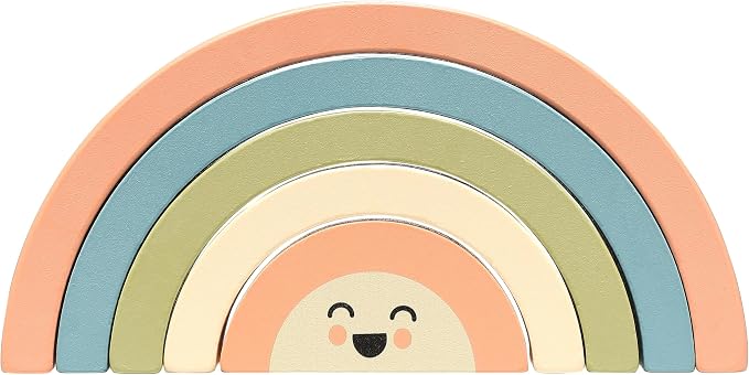 Pearhead Wooden Arch Rainbow Stacking Toy, Montessori Baby Stacker by Pearhead