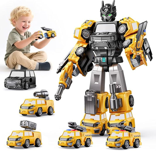 5 in 1 Transform Magnetic Construction Trucks Toys Gifts for 3 4 5 6 Year Old Boys Kids, Easy DIY Assembly, Transform Trucks Toys for Boys Kids, Ideals 3 4 5 6 Year Old Boy Birthday Gift