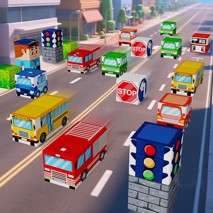 City Traffic Magnetic Blocks Set Fully Encased Magnets Non-Toxic - Image 5