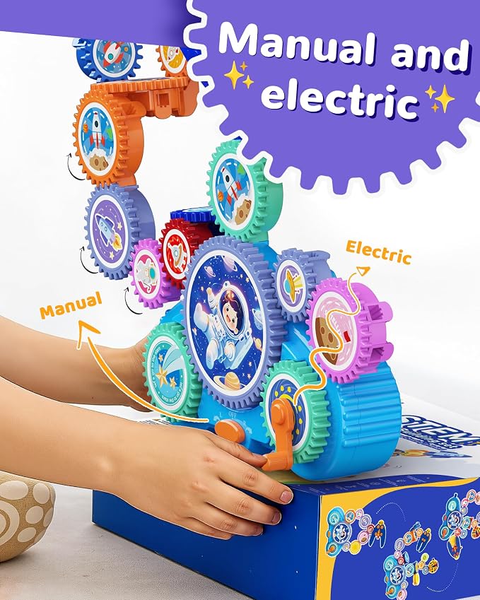 KOKODI Gear Building Toys for Kids, Electric & Manual Construction Set for Kids, Engineering Learning Kit for Ages 3-8 Years Old, Birthday Gifts & Preschool Educational Toys for Boys Girls - Image 4