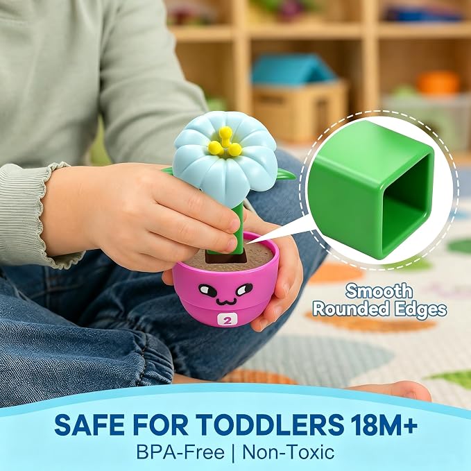 GEERAY 5 Sets Montessori Toddler Flower Garden Toys, Color Shape Sorting & Matching Game for Kids, Spring Toy Sensory Gardening Gift for 1 2 3 Year Old Girls & Boys, Preschool Classroom Learning - Image 6