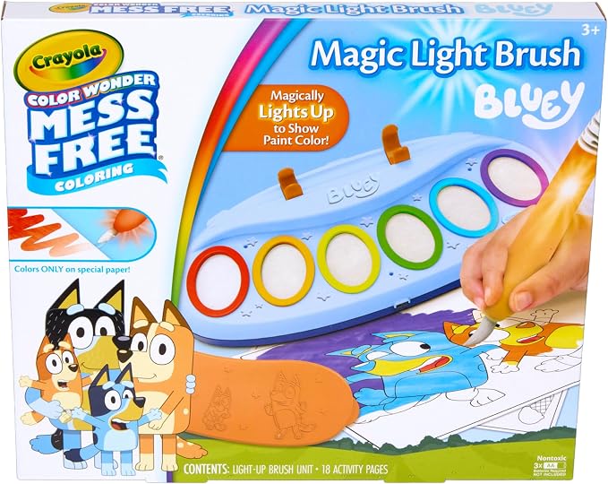 Crayola Bluey Color Wonder Magic Light Brush, Mess Free Painting Station for Kids, Gifts, Toddler Bluey Toys & Activities, Ages 3+ by Crayola