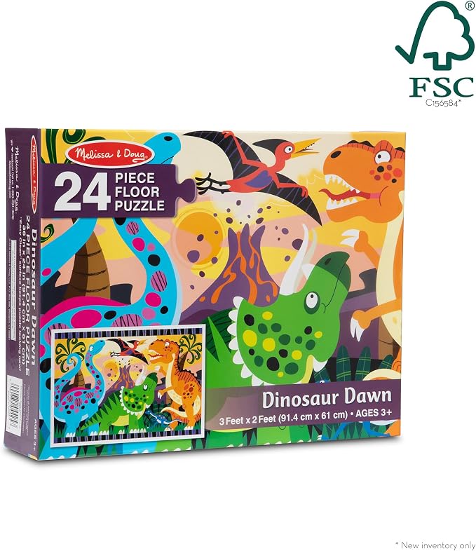 Melissa & Doug Dinosaur Dawn Jumbo Floor Puzzle (24 Pieces, 2 x 3 Feet), Jigsaw Puzzle for Preschoolers and Kids Ages 3+ - FSC Certified - Image 5