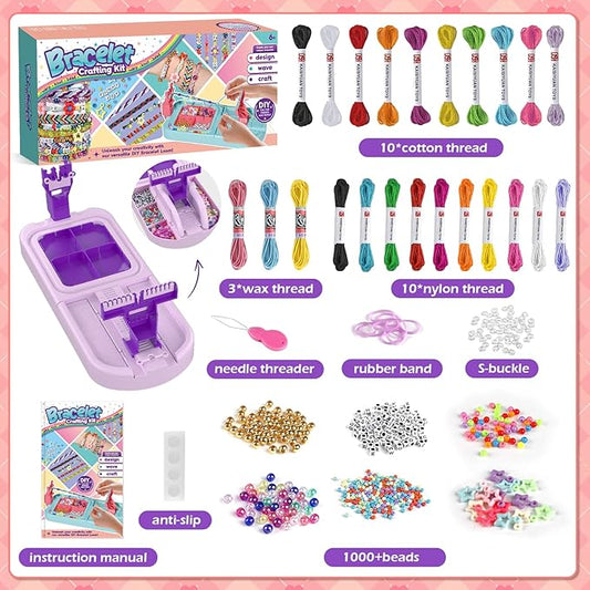 IFLOVE Arts and Crafts for Kids Ages 8-12,Friendship Bracelet Making Kit for Girl,DIY Arts and Crafts Maker for Kids,Jewelry Making Kit Christmas Gifts for Ages 6 7 8 9 10 11 12 Year Old (Purple)