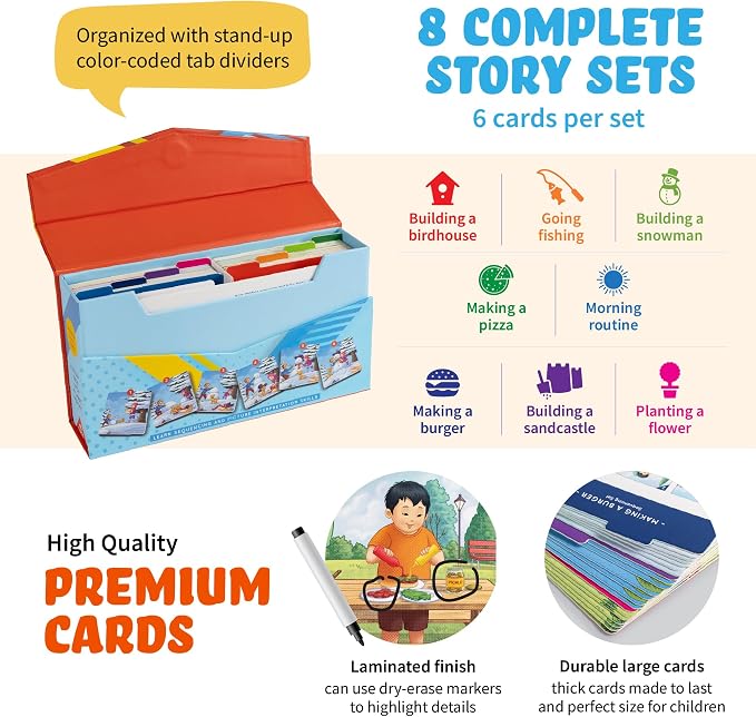 Sequencing Cards, Picture Cards, Storytelling Cards, Speech Therapy Materials, Home School Supplies, ESL, ELL, Social Skills, Combo Set - Image 2