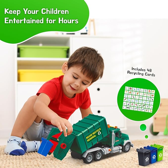 Mobius Garbage Truck Toy – Recycling Vehicle with Lights & Sounds | Educational Eco Play Truck for Kids Ages 3–7