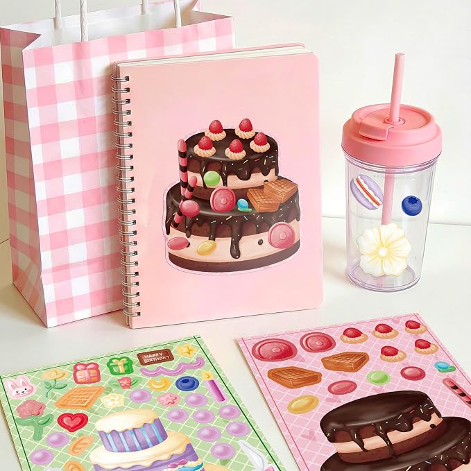 LINAYE 48 Sheets Birthday Stickers for Kids Toddlers, Make Your Own Cake Stickers, Happy Birthday Party Activities Favors Goodie Bag Filler for Kids Classroom - Image 6