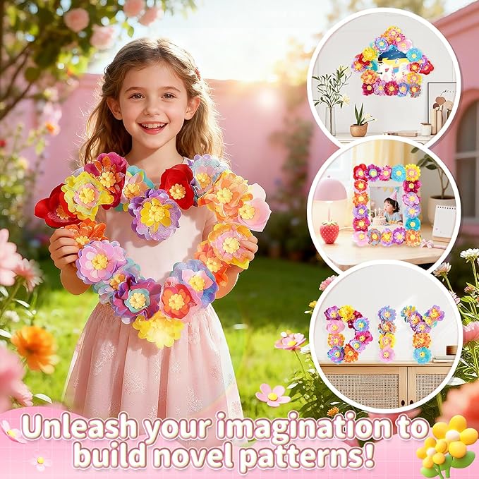 Flower Bouquet Making Kit, DIY Flower Bouquets Craft Toys for Kids, Arts & Crafts Educational Activity Set for Girls Toddler, Christmas Birthday Gift for 4 5 6 7 8+ Year Old Girls and Boys