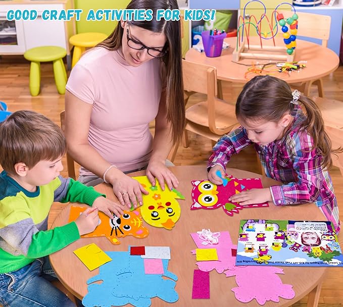 Animal Hand Puppet Crafts Kit for Kids 8pcs Sewing Kits for Girls 4-9 Felt DIY Sewing Projects Toddler Activities Story Telling Pretend Play Party Favors Toys