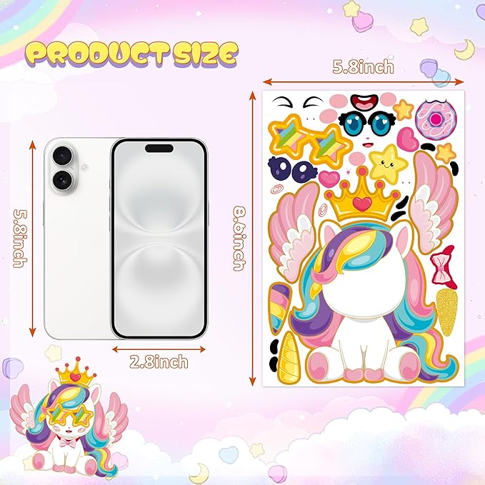 Unicorn Stickers 48 Sheets Make A Face Stickers for Kids Toddlers Unicorn Party Favors Birthday Decorations Crafts Gifts for Classroom Party Supplie Essentials Preschool Kindergarten